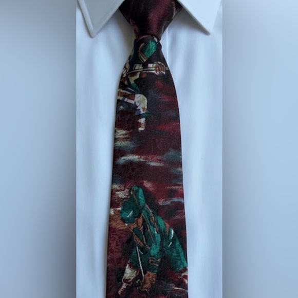 Novelty Hockey player graphic tie - Picture 1 of 5